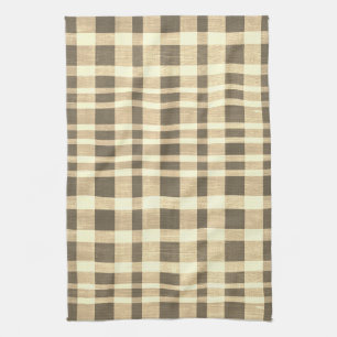 Rustikale Retro-Beige-Braun-Textur-Karomuster Geschirrtuch