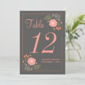 Rustikale Retro-Blume Tischnummer (Stehend Vorderseite)