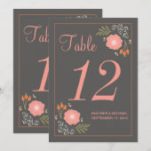 Rustikale Retro-Blume Tischnummer (Vorne/Hinten)