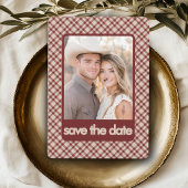 Rustikale Retro-Braun-Gingham-Western-Mehrfach-Fot Save The Date