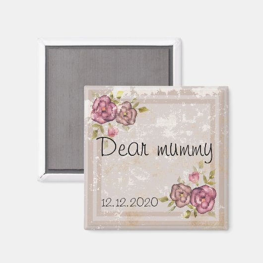 Rustikale Retro-Grunge beige Textur Blume Rose tl Magnet (Vorderseite/Rückseite)
