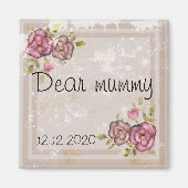 Rustikale Retro-Grunge beige Textur Blume Rose tl Magnet (Vorne)