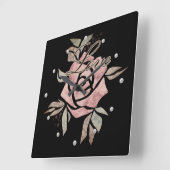 Rustikale Retro-Grunge beige Textur Blume Rose tl Quadratische Wanduhr (Winkel)