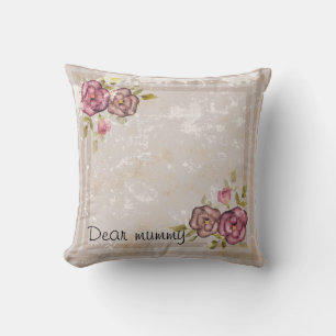 Rustikale Retro-Grunge-Beige-Textur Blumen Rosen B Kissen