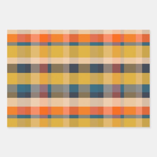 Rustikale Retro Moderne Kariert- & Streifenmuster Geschenkpapier Set (Vorderseite 3)