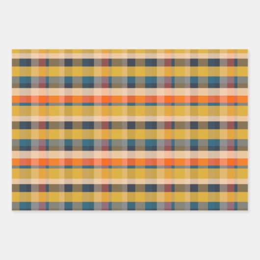 Rustikale Retro Moderne Kariert- & Streifenmuster Geschenkpapier Set (Vorderseite)