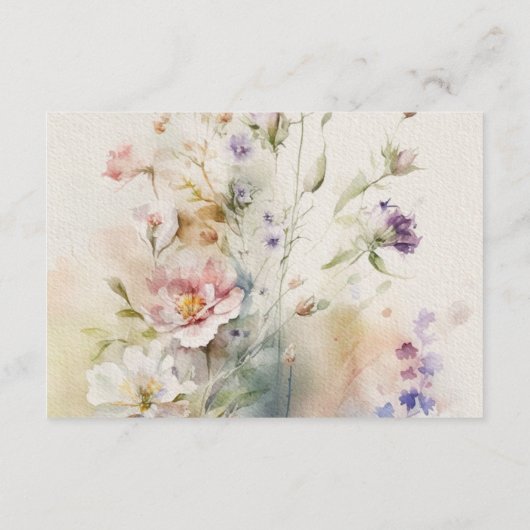 Rustikale Retro-Wildblume Hochzeitsdetails Begleitkarte (Rückseite)