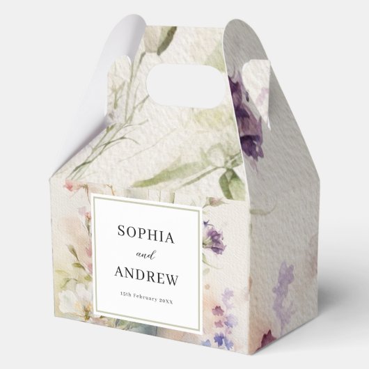 Rustikale Retro-Wildblumen Hochzeit Geschenkschachtel (Vorderseite)