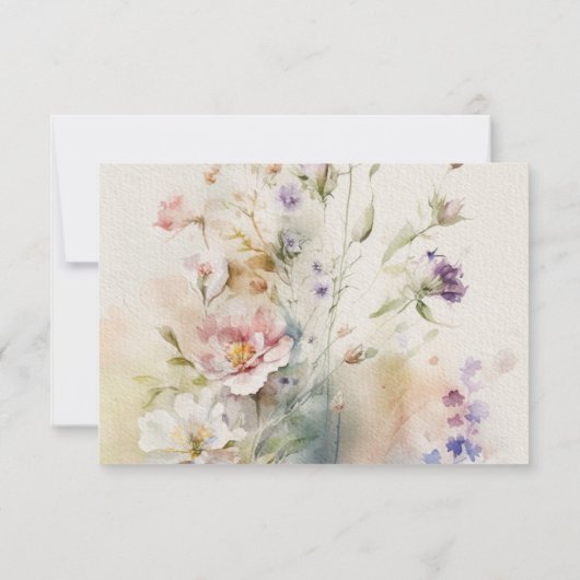 Rustikale Retro-Wildblumen Hochzeit RSVP Karte (Rückseite)