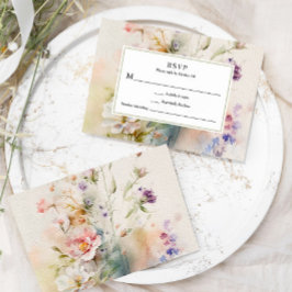 Rustikale Retro-Wildblumen Hochzeit RSVP Karte
