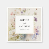 Rustikale Retro-Wildblumen Hochzeit Serviette (Vorderseite)