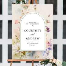 Rustikale Retro-Wildblumen Hochzeitswillkommen