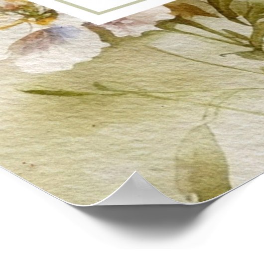 Rustikale Retro-Wildblumen Hochzeitswillkommen Poster (Ecke)