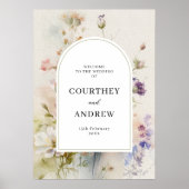 Rustikale Retro-Wildblumen Hochzeitswillkommen Poster (Vorne)