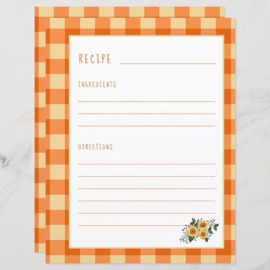 Rustikale Rezept-Seite für Kochbuch-Veranstalter (Vorne/Hinten)