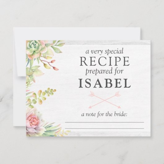 Rustikale Rezeptkarte für Wasserfarben Einladung (Vorderseite)