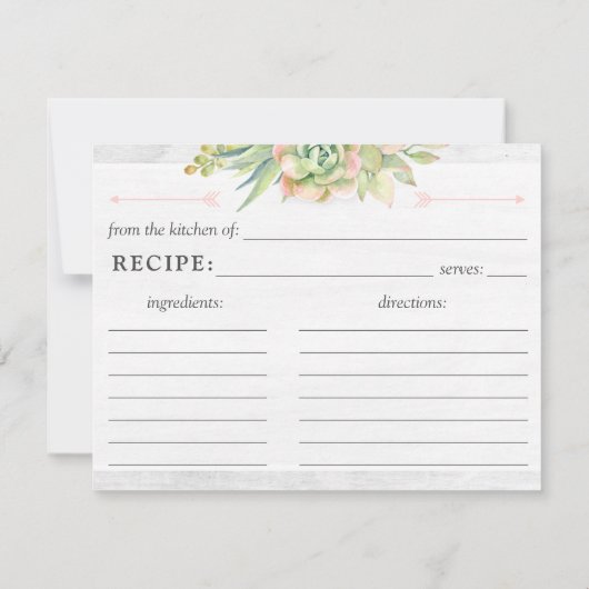 Rustikale Rezeptkarte für Wasserfarben Einladung (Rückseite)