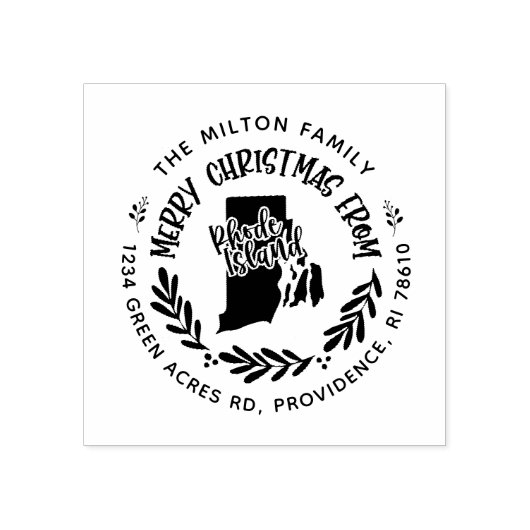 rustikale Rhodinsel fröhliche Weihnachtsfeier Rück Gummistempel (Prägung)