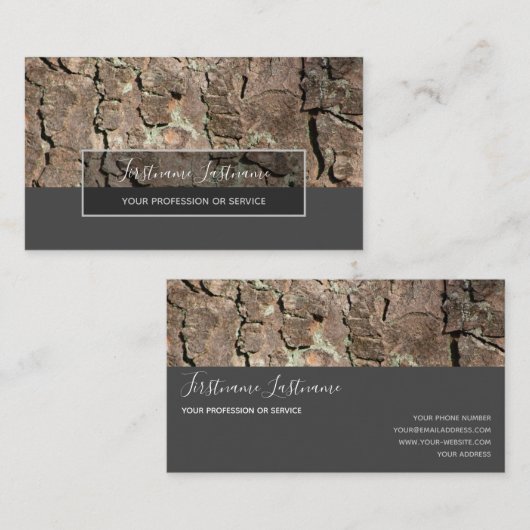 Rustikale Rinde Oberfläche graue Rechteck Streifen Visitenkarte (Vorne/Hinten)