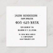 Rustikale Rinderhähnchenfarm Visitenkarte (Rückseite)