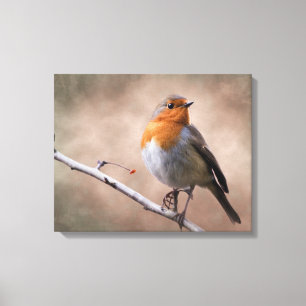 Rustikale Robin Wrapped Canvas Print Leinwanddruck