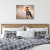 Rustikale Robin Wrapped Canvas Print Leinwanddruck (Insitu (Schlafzimmer))