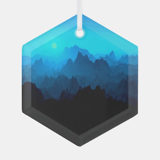 Rustikale, robuste Blauzungenerberge Ornament Aus Glas (Vorderseite)