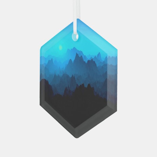 Rustikale, robuste Blauzungenerberge Ornament Aus Glas (Vorderseite Links)