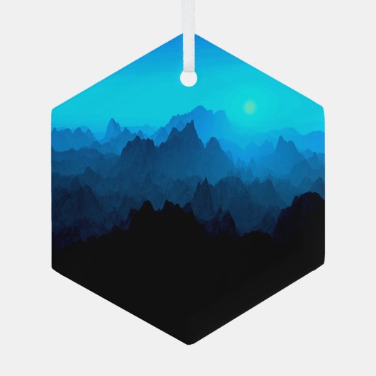 Rustikale, robuste Blauzungenerberge Ornament Aus Glas (Rückseite)