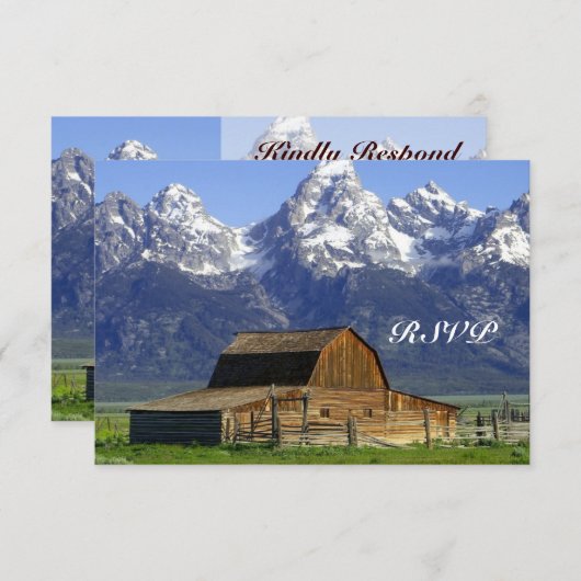 Rustikale Rocky Mountains Hochzeit RSVP Cards (Vorne/Hinten)