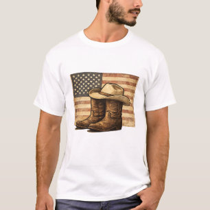 Rustikale Rodeo-Patriot Western-Americana T-Shirt