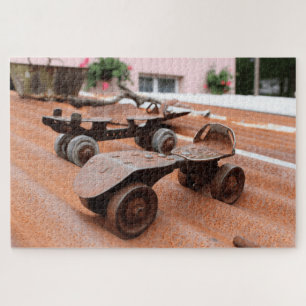 Rustikale Roller-Skate Tin Roof Orange Tones Puzzle