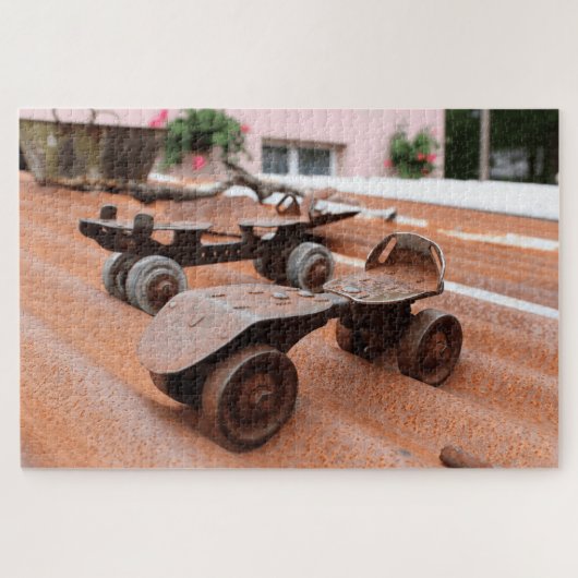 Rustikale Roller-Skate Tin Roof Orange Tones Puzzle (Horizontal)