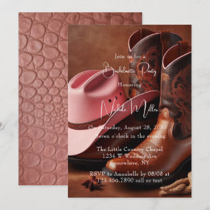 Rustikale Romance: Boots & Hat Junggeselinnen-Absc Einladung