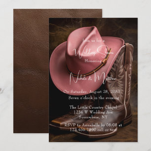 Rustikale Romance: Boots & Hat Polterabend Einladung