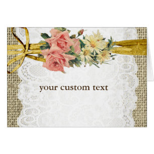 Rustikale Romance Burlap & Lace Floral Faltkarte