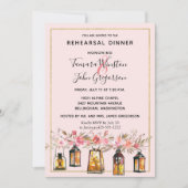 Rustikale Romance Lanterns Rose Gold Probe Abendes Einladung (Vorderseite)