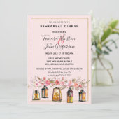 Rustikale Romance Lanterns Rose Gold Probe Abendes Einladung (Stehend Vorderseite)