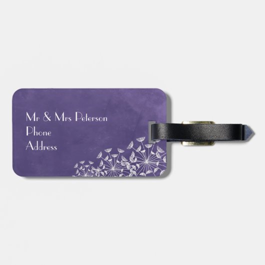 Rustikale Romance lila Gepäckanhänger (Rückseite horizontal)