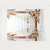 Rustikale Romance Pampas Arch - Hochzeitsvorhang Wandteppich (Vorderseite (Horizontal))