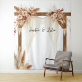 Rustikale Romance Pampas Arch - Hochzeitsvorhang Wandteppich (Beispiel)