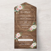 Rustikale romanische Blush-Floral Geometric Weddin All In One Einladung (Innen Boden)