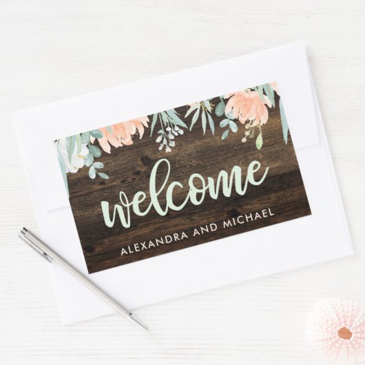 Rustikale romanische Hochzeit | Begrüßung Rechteckiger Aufkleber (Umschlag)