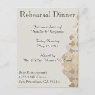 Rustikale romanische Hochzeit   Probe Dinner einla Einladung