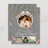 Rustikale Romantik 4 Foto Urlaub | Weihnachtskarte (Vorne/Hinten)