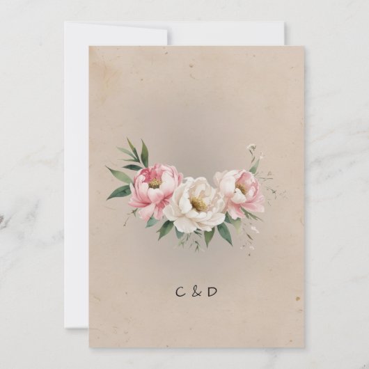 Rustikale Romantik Boho Hochzeit Einladung (Rückseite)