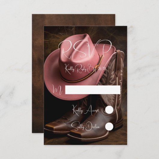 Rustikale Romantik: Boots and Hat Wedding RSVP Karte (Vorne/Hinten)
