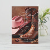 Rustikale Romantik: Boots & Hat Brunch und Bubbly Einladung (Stehend Vorderseite)