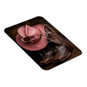 Rustikale Romantik: Boots und Hut Save the Date Magnet (Rechte Seite)