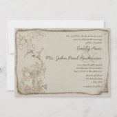 Rustikale Romantik Brown Paper Lovebirds Wedding Einladung (Vorderseite)